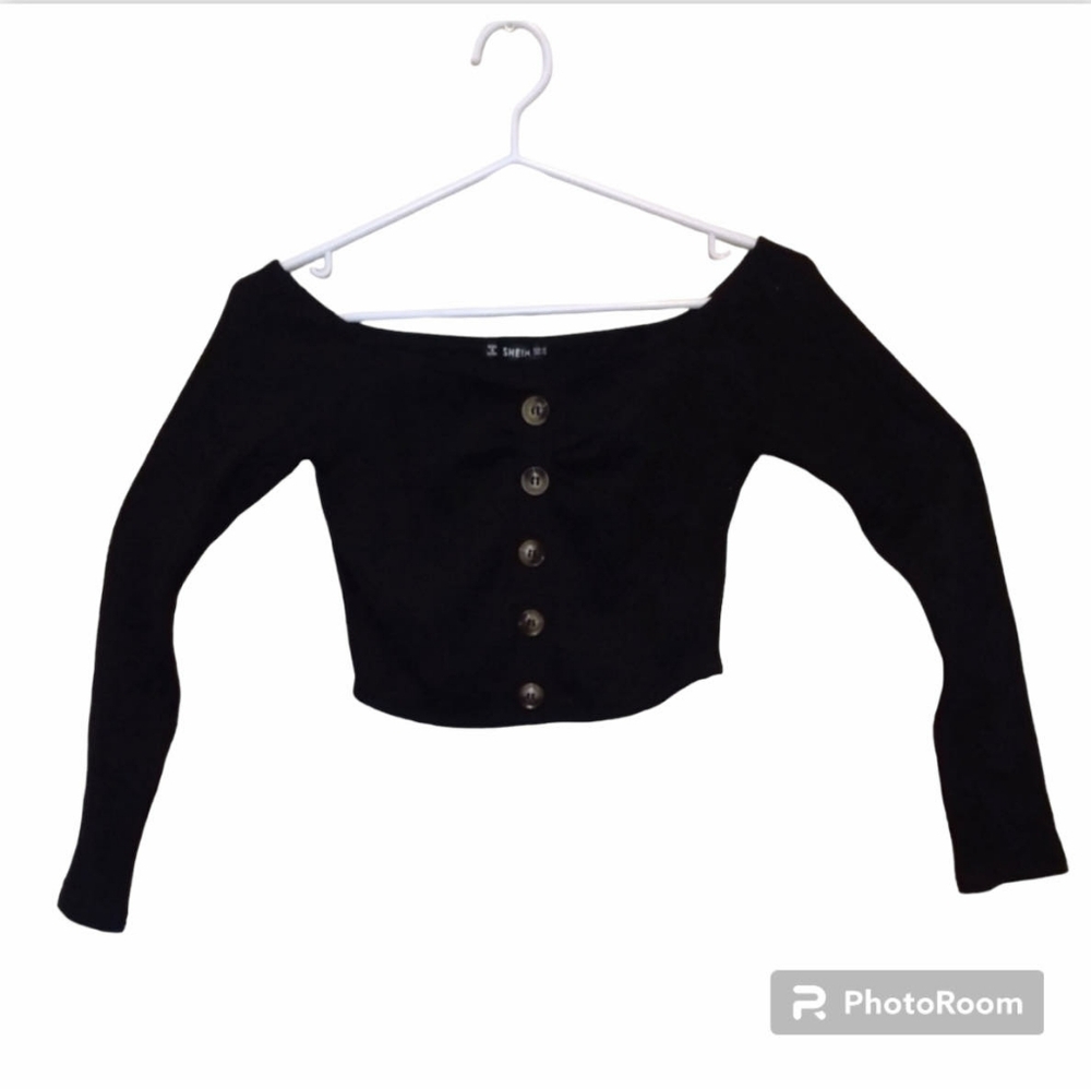 SHEIN Ladies Cropped Long Sleeve Cardigan Style Top - Picture 1 of 4